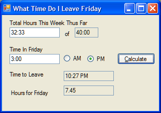 Screenshot of What Time Do I Leave Friday